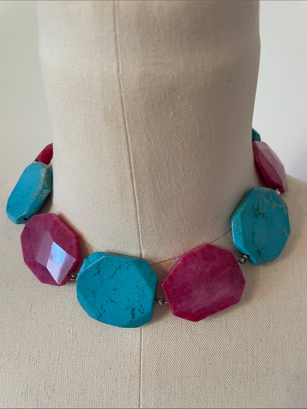 Handmade Pink & Blue Stone Necklace - Hamptons Vibe 💕